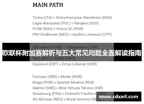 欧联杯附加赛解析与五大常见问题全面解读指南